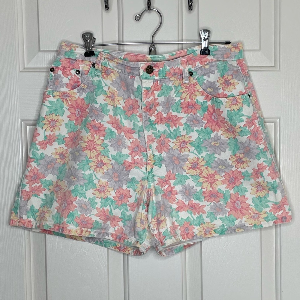 Sunbelt Floral Jean Shorts - Pink, Green, Gray